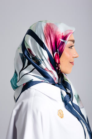 Worood Elysian Silk Scarf Square – elegant pastel silk scarf with a soft, airy drape