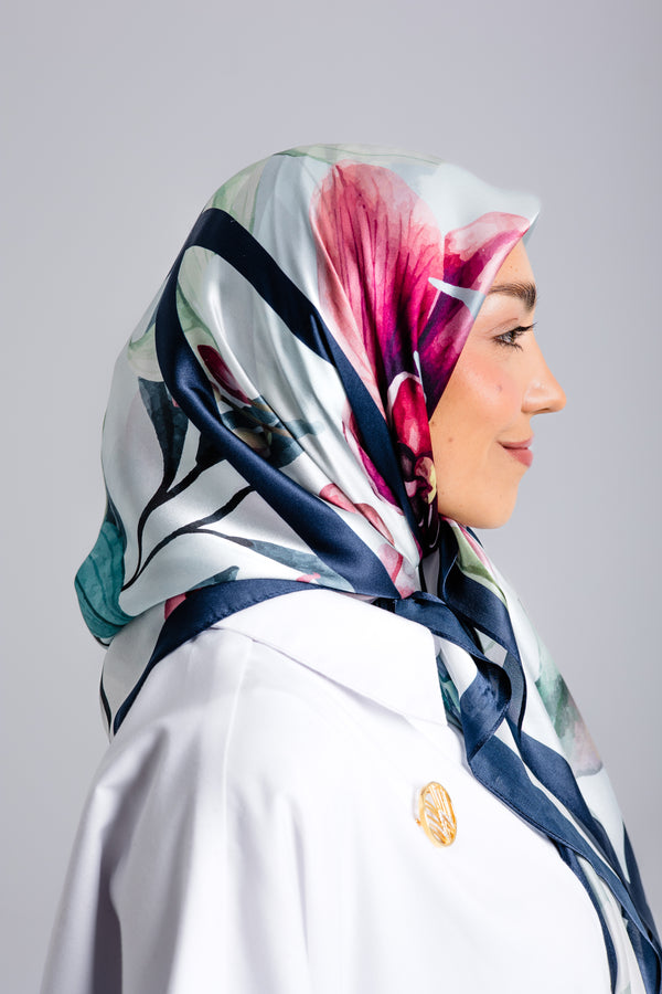 Worood Elysian Silk Scarf Square – elegant pastel silk scarf with a soft, airy drape