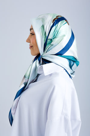 Worood Elysian Silk Scarf Square – elegant pastel silk scarf with a soft, airy drape