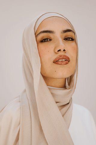 Frappé premium bamboo scarf set with matching bamboo inner cap and breathable lightweight drape by WOROOD