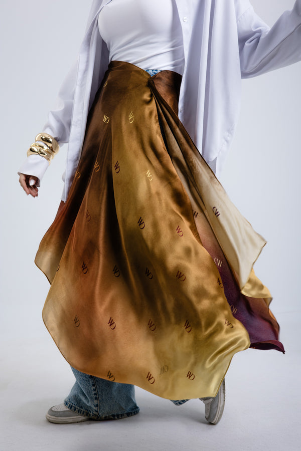 Worood Jour Doré Silk Scarf Rectangle – golden silk scarf with soft luminous sheen