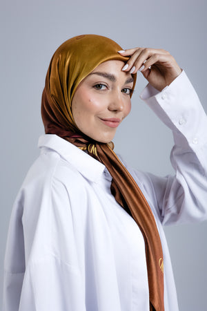 Worood Jour Doré Silk Scarf Square – gold-toned silk scarf with soft radiant finish