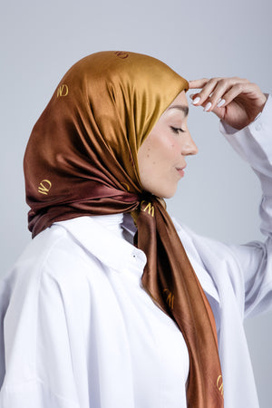 Worood Jour Doré Silk Scarf Square – gold-toned silk scarf with soft radiant finish