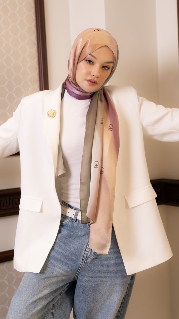 Worood Rosée Pastel Silk Scarf Rectangle – pastel pink silk scarf with light smooth drape