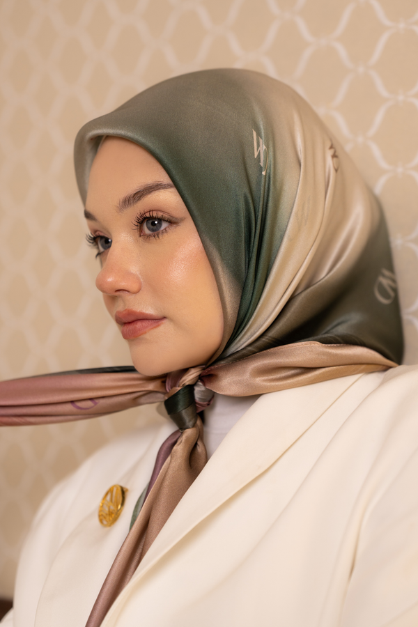 Worood Rosée Pastel Silk Scarf Square – pastel pink silk scarf with light, airy drape