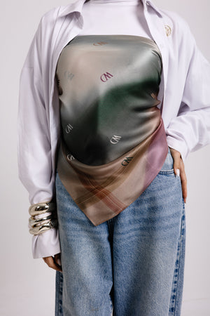 Worood Rosée Pastel Silk Scarf Square – pastel pink silk scarf with light, airy drape