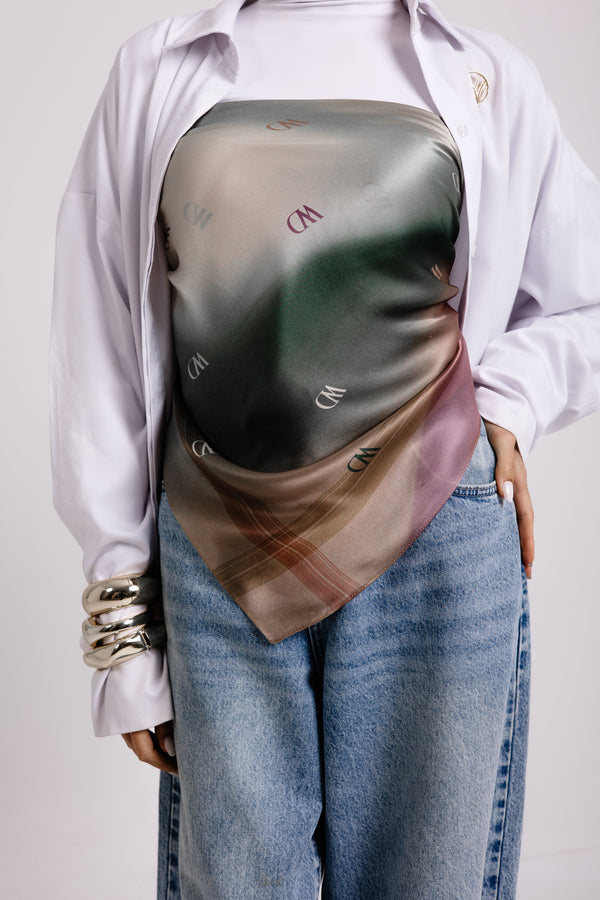 Worood Rosée Pastel Silk Scarf Square – pastel pink silk scarf with light, airy drape