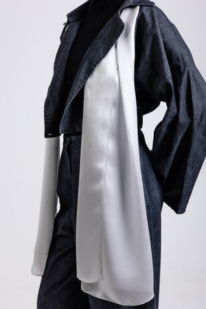 Worood Silver Silk Scarf Rectangle – elegant silver silk scarf with a glossy finish