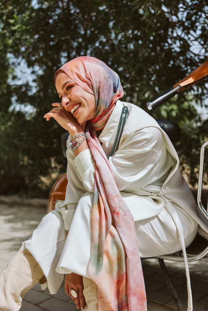 Elegant Florage Modal Scarf by Worood – floral-inspired design- سكارف /  وشاح مودال Florage من Worood – مستوحى من الأزهار.