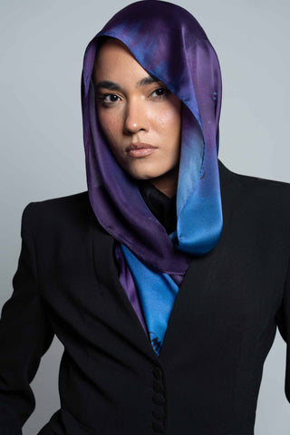 Beau bleu Premium Silk Scarf by WOROOD