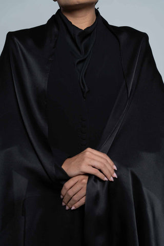 Dark Black Premium Silk Scarf by WOROOD