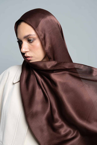 Chocolate Premium Silk Scarf by WOROOD