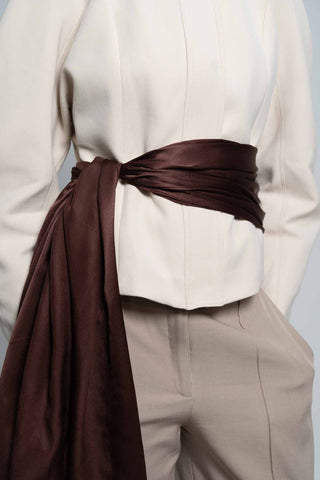 Chocolate Premium Silk Scarf by WOROOD