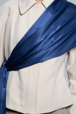 Navy Premium Silk Scarf by WOROOD