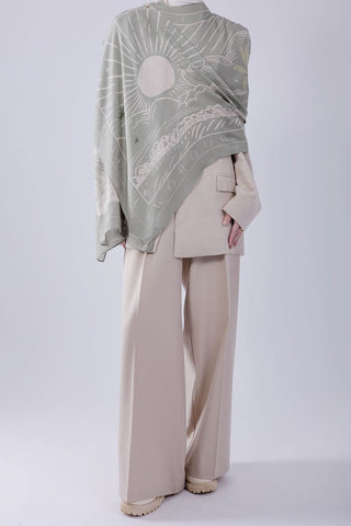 Worood Sunny Days in Sage modal scarf with soft green tone and lightweight modal fabric.