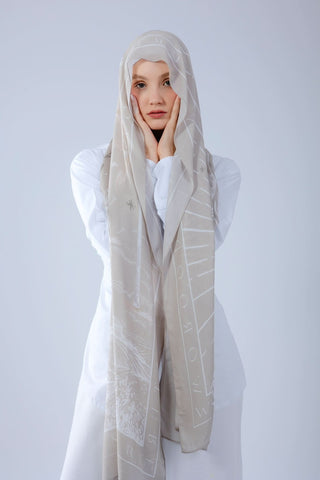 worood Lightweight beige modal scarf highlighting fabric flow and refined finish.