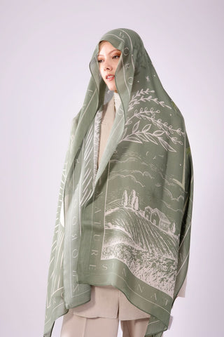 worood Olive modal scarf close-up showcasing premium modal texture and soft feel.