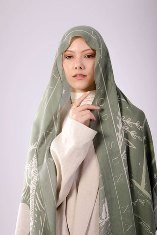 worood Lightweight olive modal scarf highlighting fluid movement and refined finish.