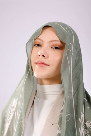 Olive modal scarf from Worood House showing smooth texture and breathable drape.