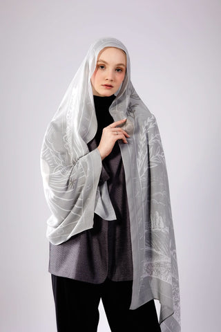 Worood Lightweight grey modal scarf with refined edges and soft feel.