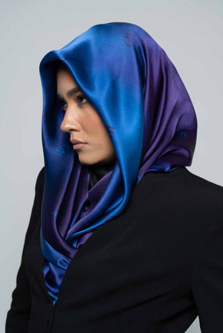Beau bleu Square Silk Scarf by WOROOD