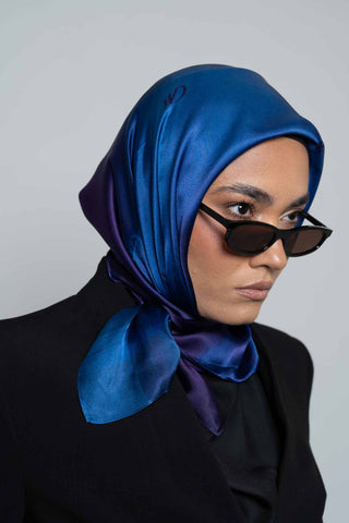Beau bleu Square Silk Scarf by WOROOD