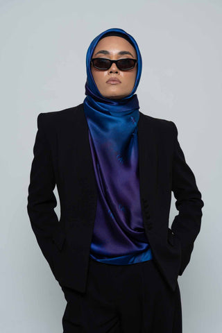Beau bleu Square Silk Scarf by WOROOD