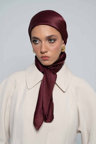 Chocolate Square Silk Scarf by WOROOD