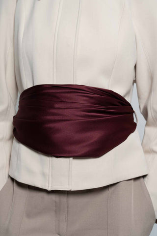 Chocolate Square Silk Scarf by WOROOD
