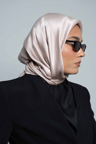 Champagne Square Silk Scarf by WOROOD