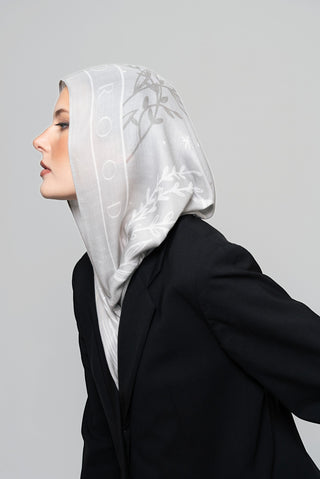 Sunny Days In Grey Printed Premium Modal Scarf by WOROOD