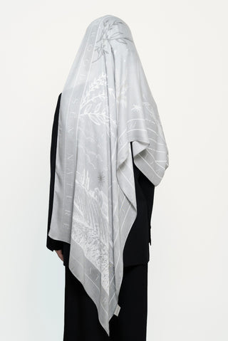 Sunny Days In Grey Printed Premium Modal Scarf by WOROOD