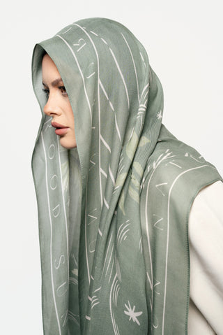 Sunny Days In Olive Printed Premium Modal Scarf by WOROOD