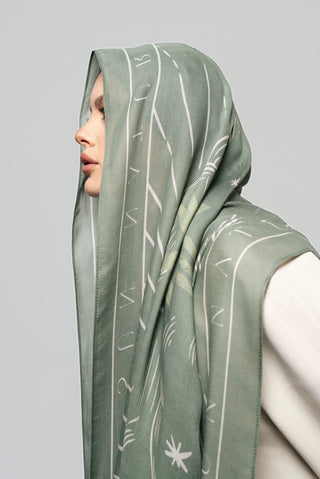 Sunny Days In Olive Printed Premium Modal Scarf by WOROOD