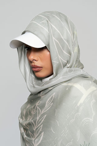 Sunny Days In Sage Printed Premium Modal Scarf by WOROOD