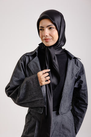 Dark Black Silk Square