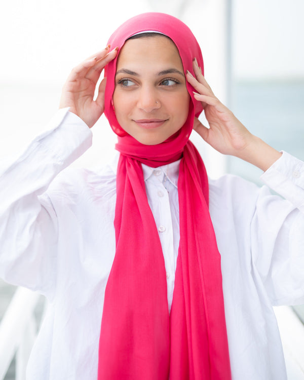 Worood Hot Pink Modal Scarf – Bold vibrant tone