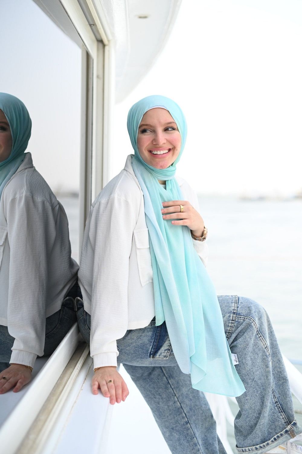 Worood Ocean Blues Modal Scarf – Refreshing sea tones
